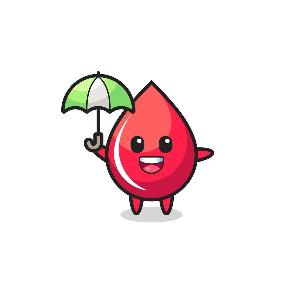 cute blood drop illustration holding an umbrella vector