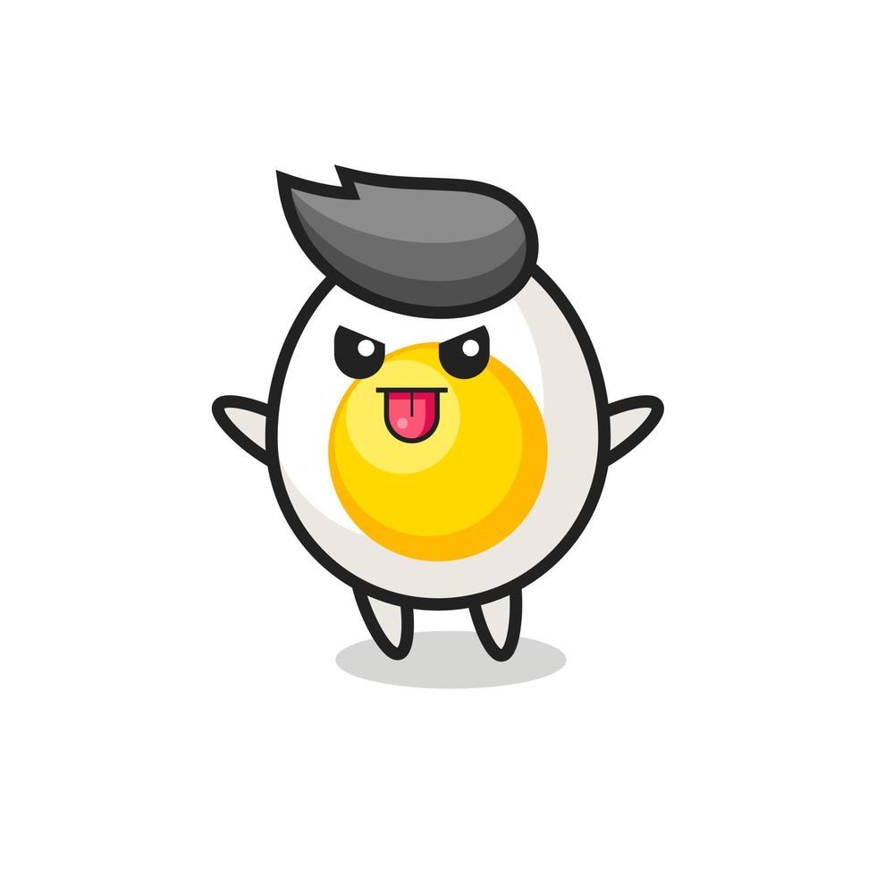 naughty boiled egg character in mocking pose vector