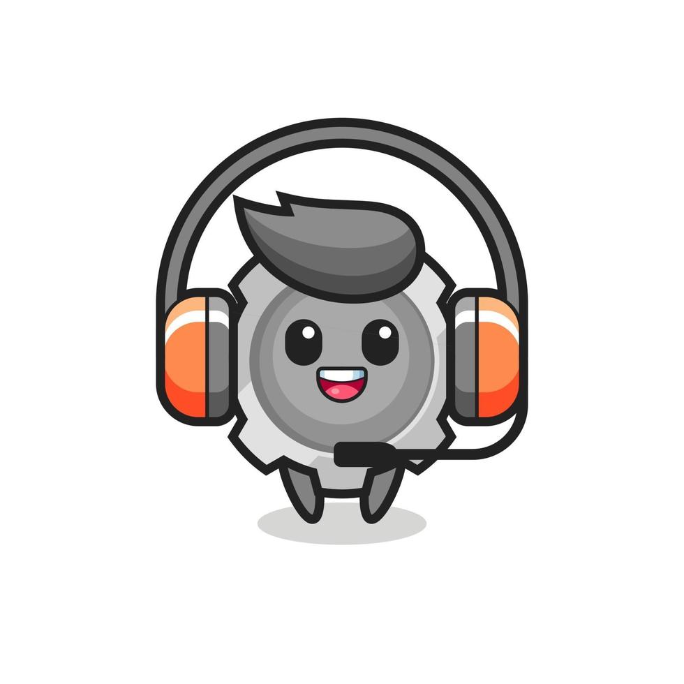 Cartoon mascot of gear as a customer service vector