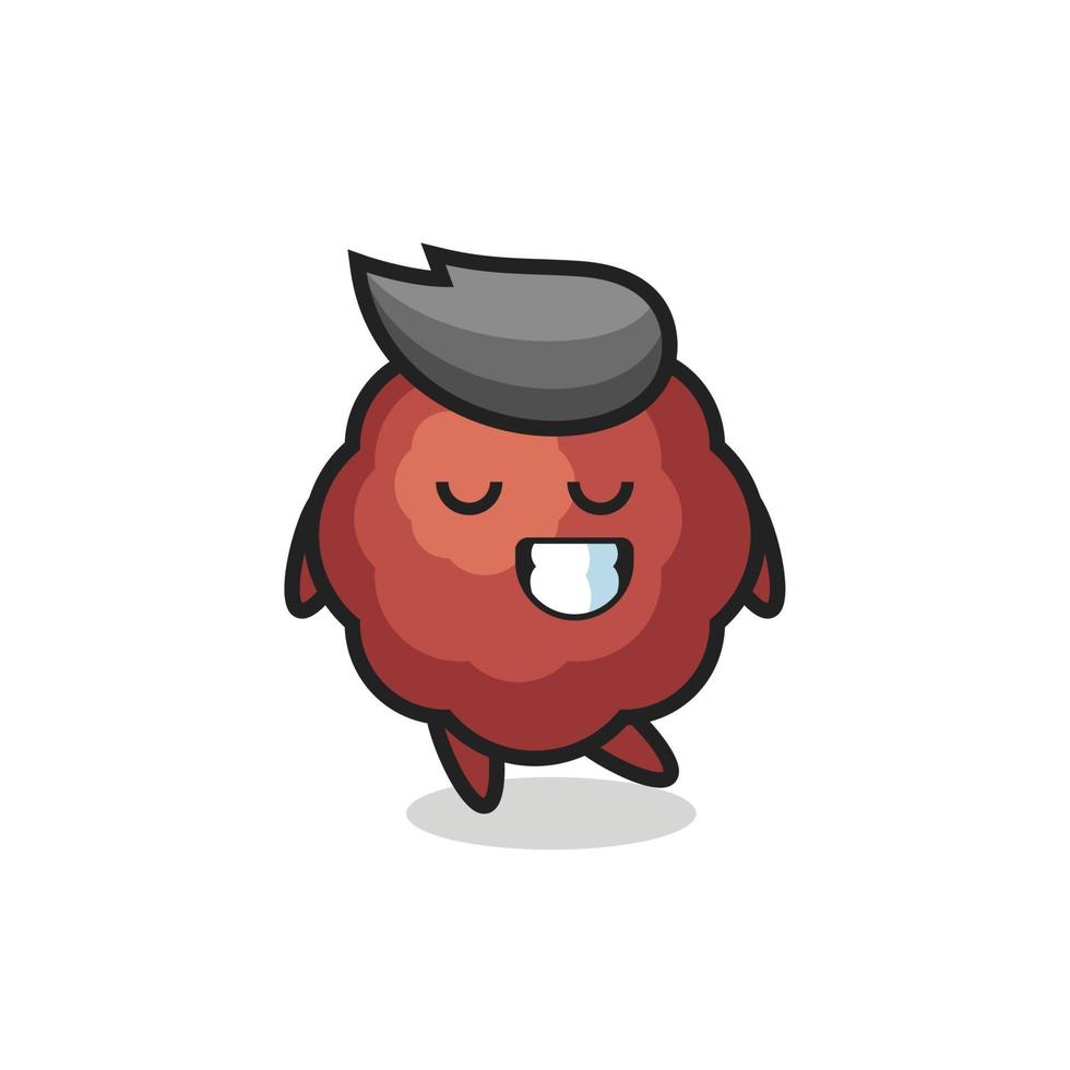 meatball cartoon illustration with a shy expression vector