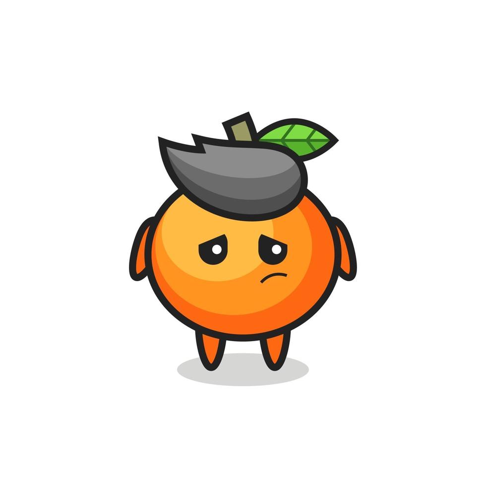 the lazy gesture of mandarin orange cartoon character vector