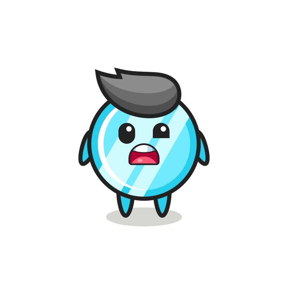 the shocked face of the cute mirror mascot vector