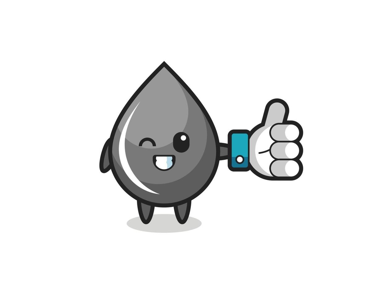 cute oil drop with social media thumbs up symbol vector