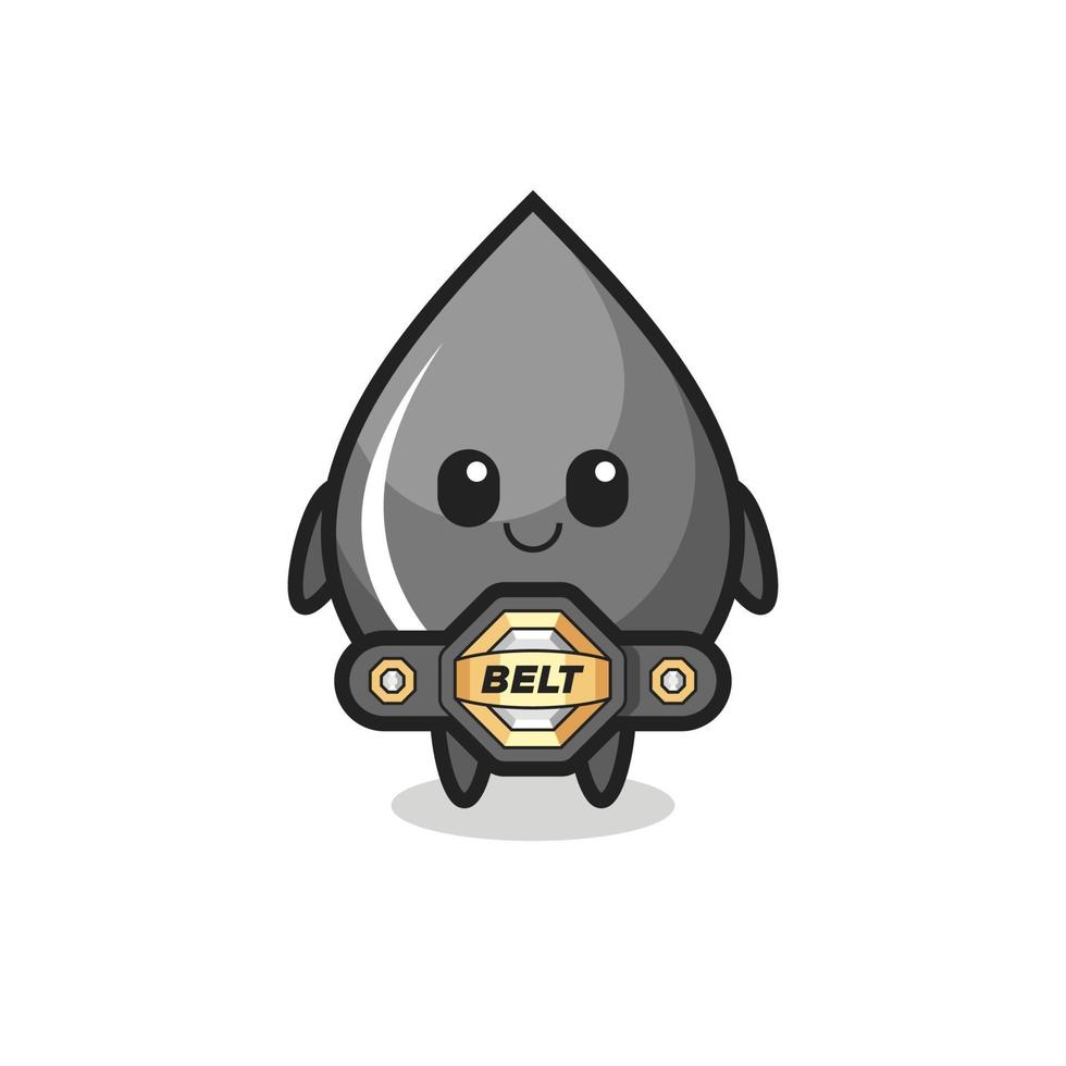 the MMA fighter oil drop mascot with a belt vector