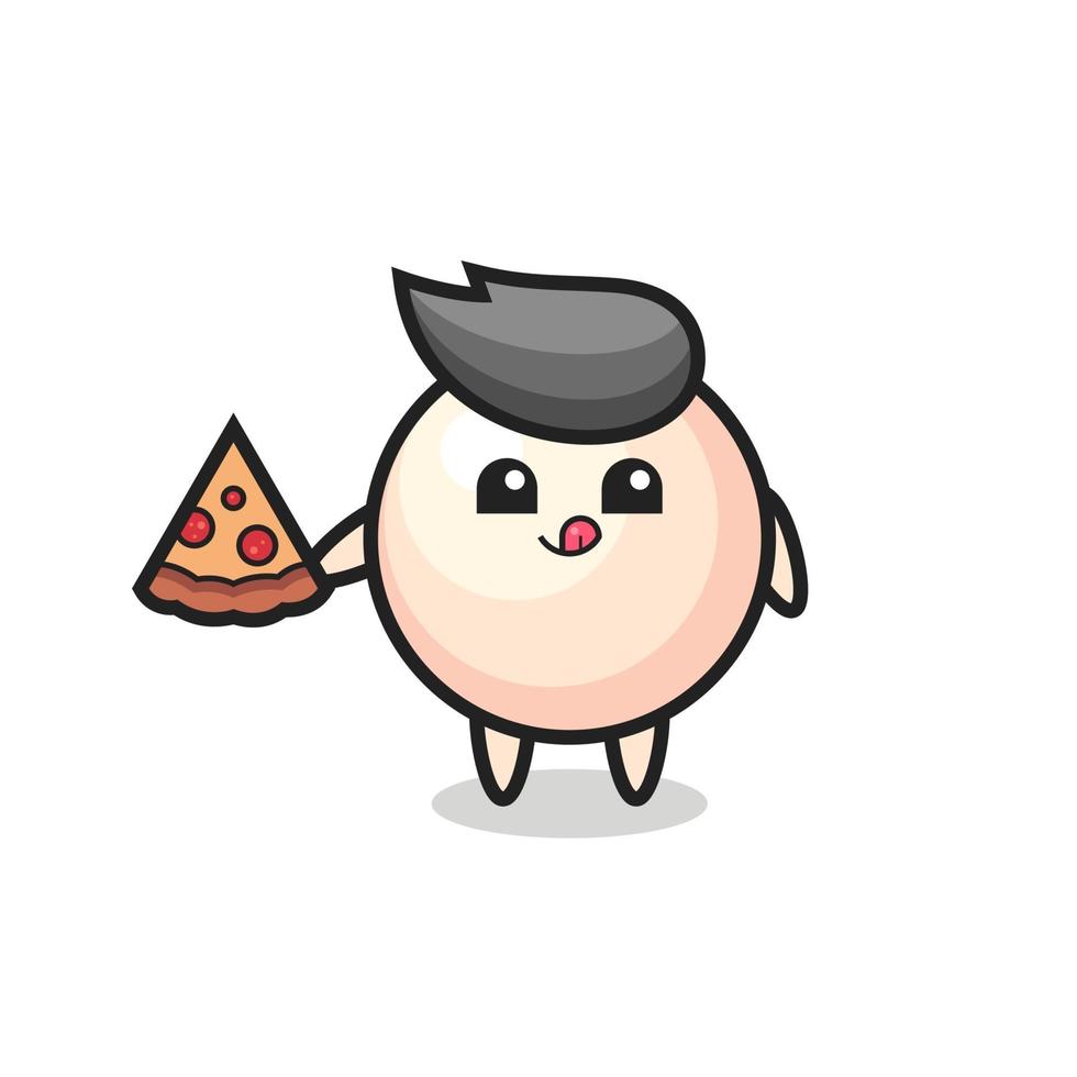 cute pearl cartoon eating pizza vector