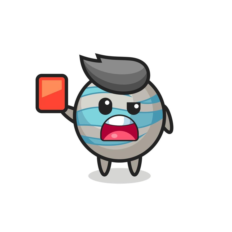 planet cute mascot as referee giving a red card vector