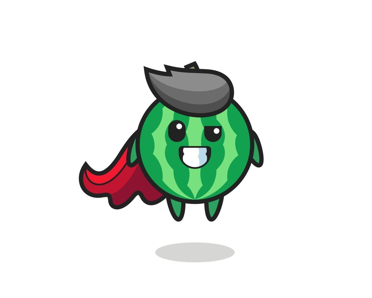 the cute watermelon character as a flying superhero vector