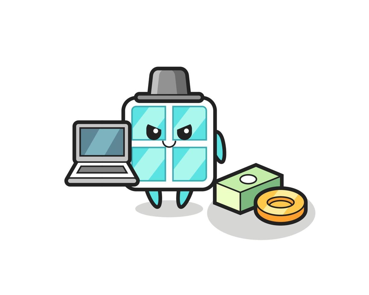 Mascot Illustration of window as a hacker vector