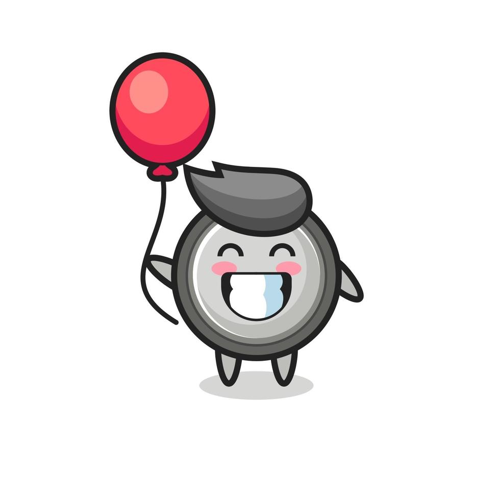 button cell mascot illustration is playing balloon vector