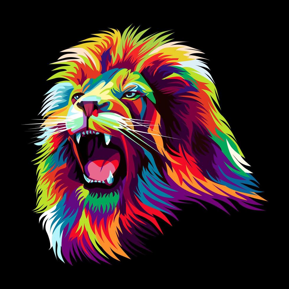 Colorful lion head illustration vector