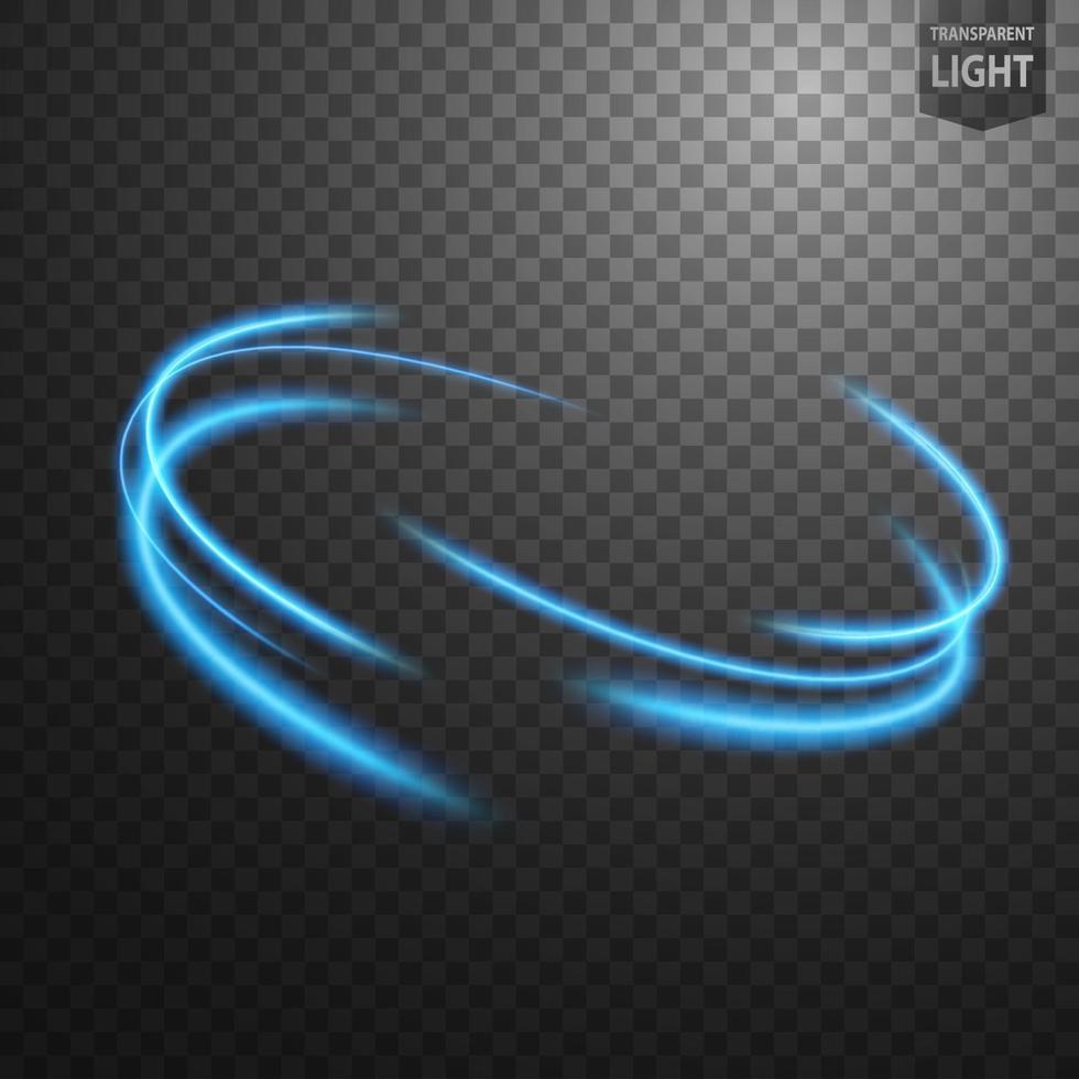 Abstract blue wavy line of light with a transparent background, isolated and easy to edit. Vector Illustration