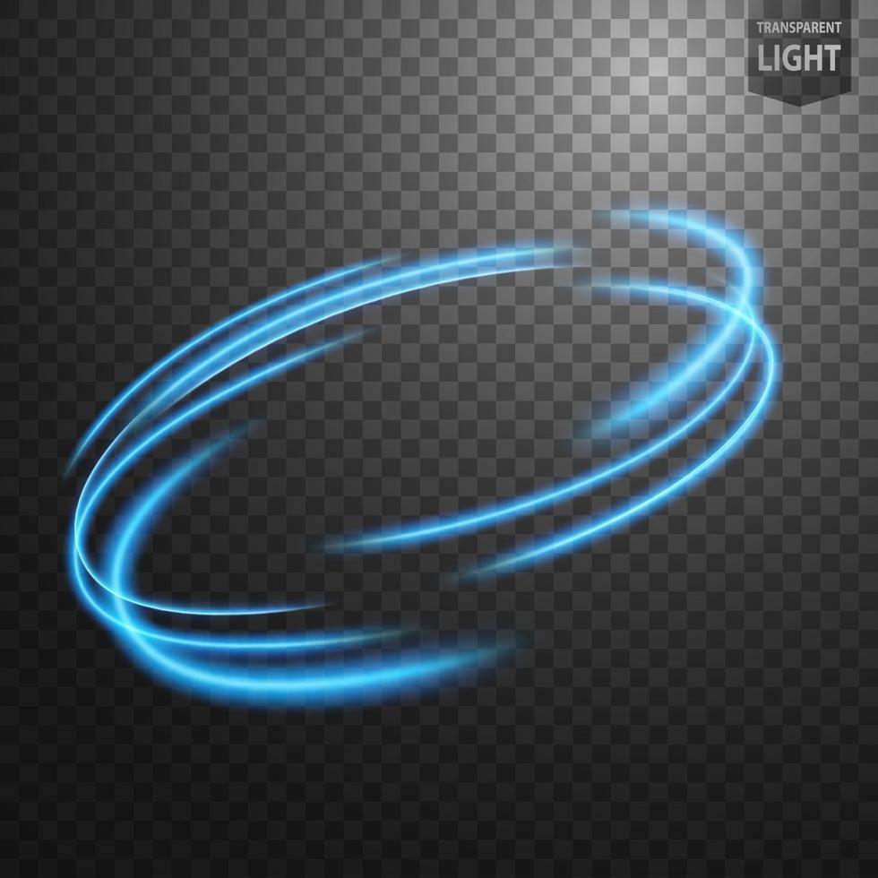 Abstract blue wavy line of light with a transparent background, isolated and easy to edit. Vector Illustration