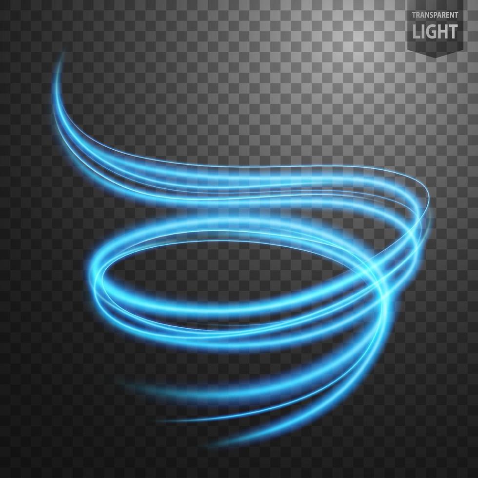 Abstract blue wavy line of light with a transparent background, isolated and easy to edit. Vector Illustration
