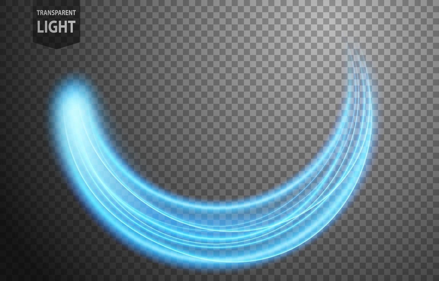 Línea de luz ondulada azul abstracta con un fondo transparente, aislado y fácil de editar. ilustración vectorial vector