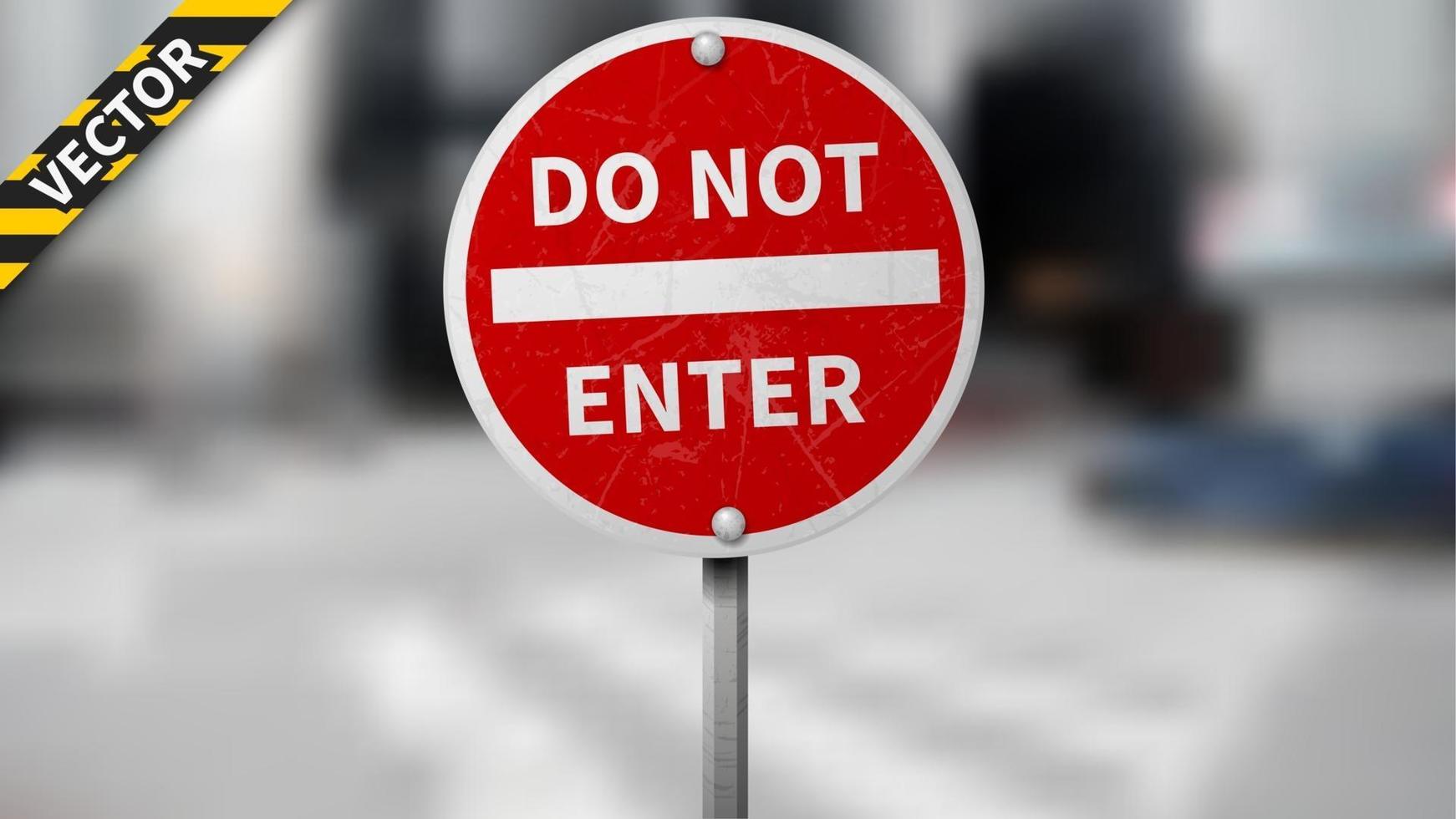 Do Not Enter traffic sign, red road sign on blurred traffic background, isolated and easy to edit. Vector Illustration