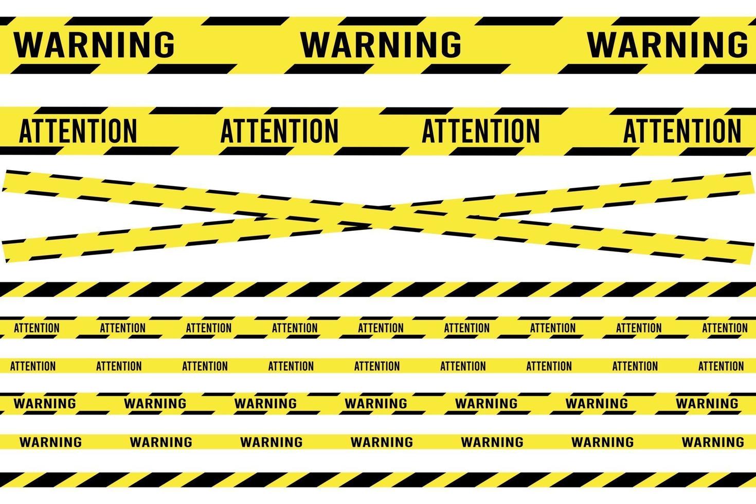 Ribbon banner with warning tape. Police line set. caution, attention, restriction. Traffic sign. vector