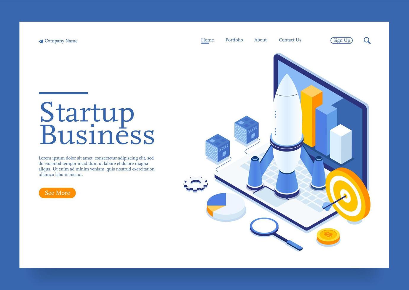 Modern flat design isometric concept of startup your project for website isometric concept Premium Vector