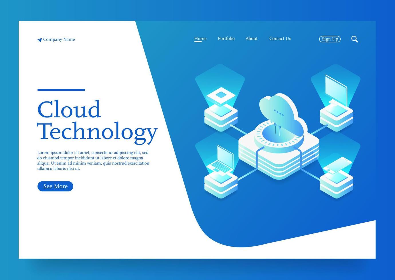 Cloud storage download isometric vector illustration digital service or app with data transfer Premium Vector