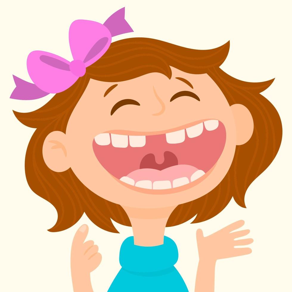 girl with open mouth without milk tooth vector