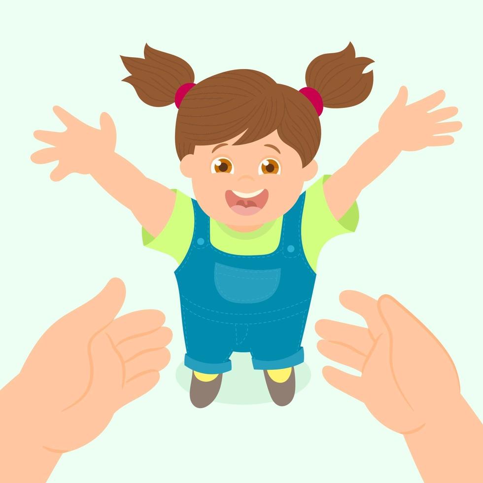 girl walking to dad arms vector