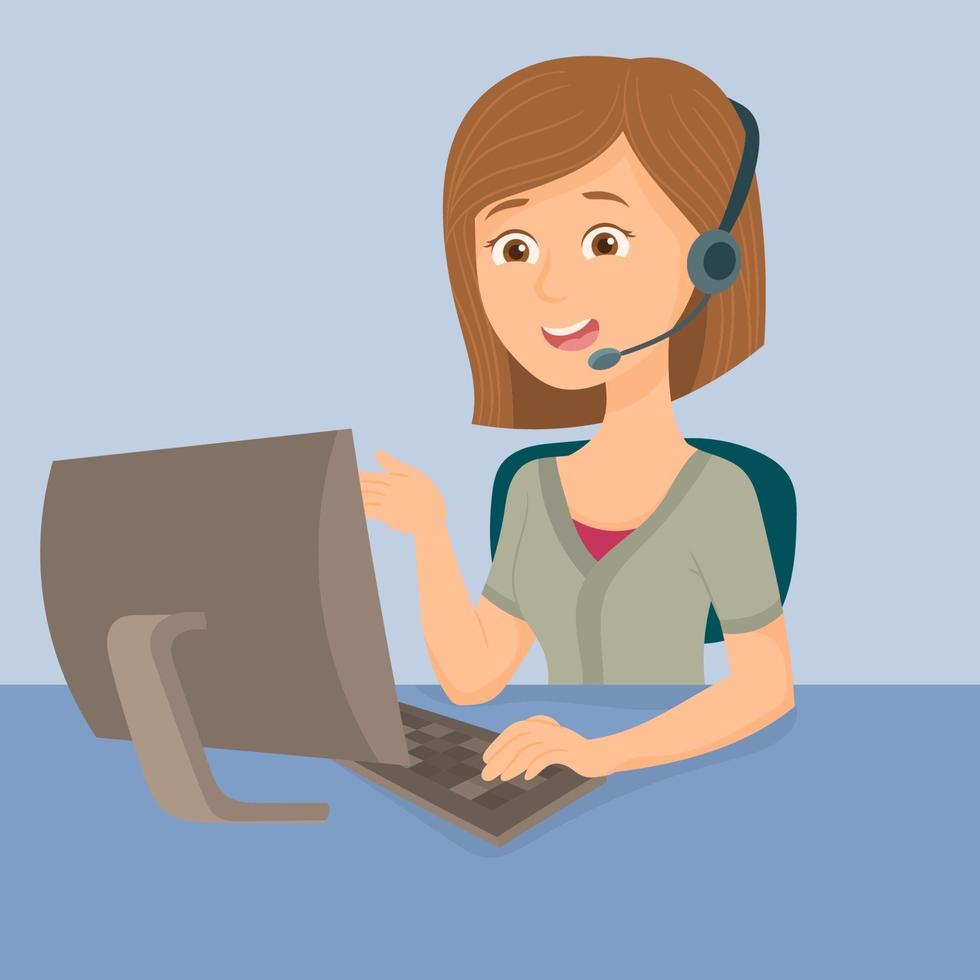 Positive female customer services agent vector
