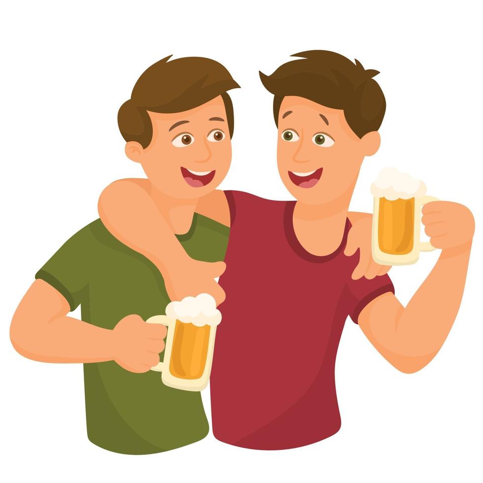 Friends having fun together drinking cold beer vector