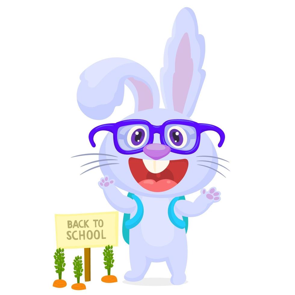 Back to school with smart rabbit vector