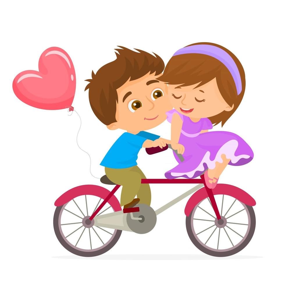 Happy couple is riding a bicycle vector