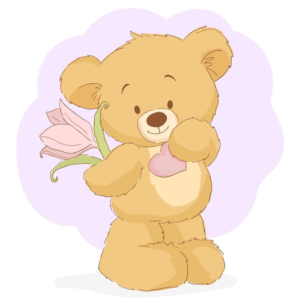 Happy mother day, baby teddy bear vector