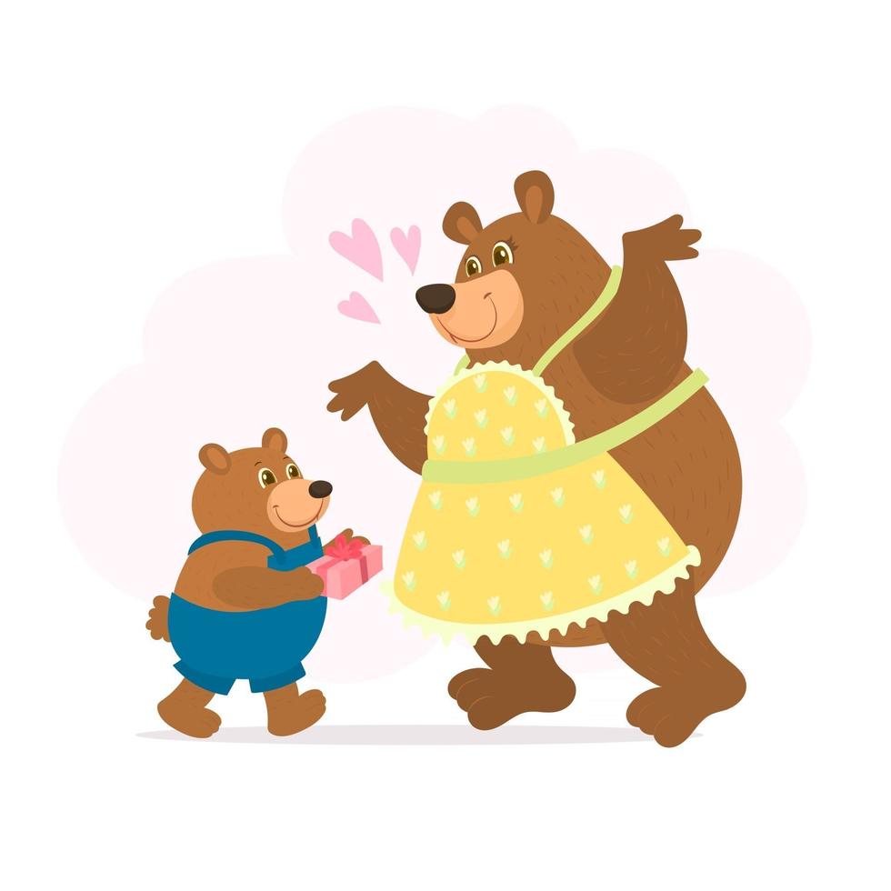 Happy mother day, baby teddy bear vector