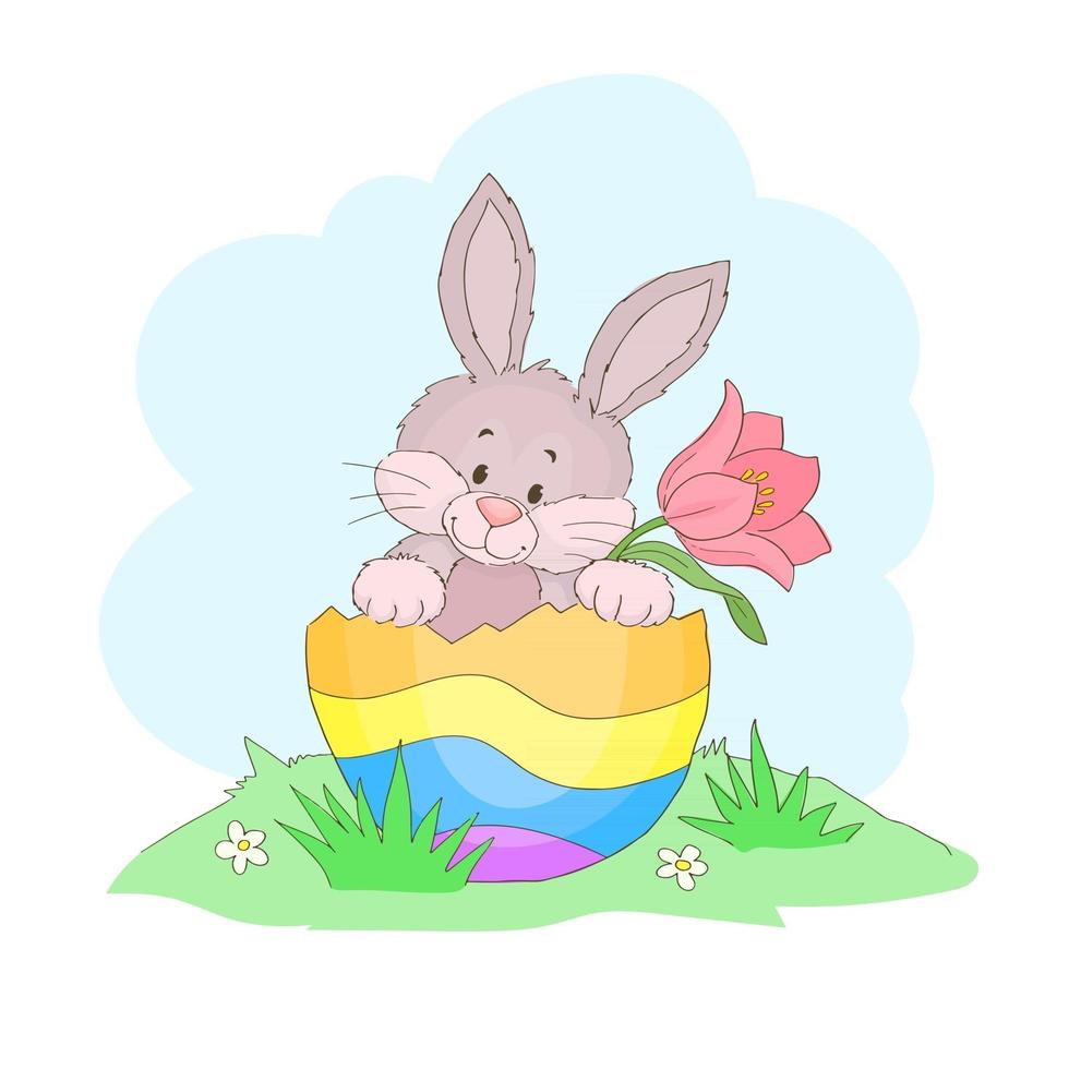 Happy easter surprise. Rabbit in egg vector