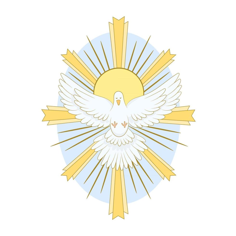 Dove of holy spirit with lights vector