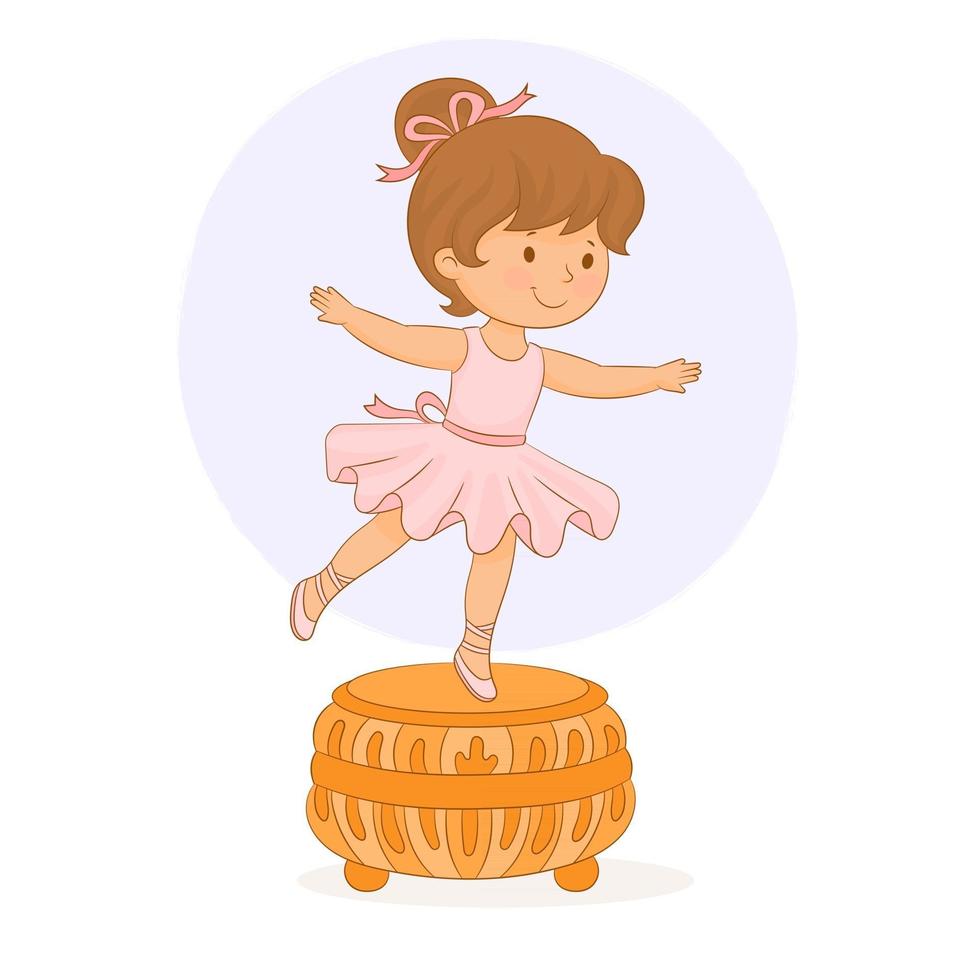 Caja de música. pequeña bailarina niña vector