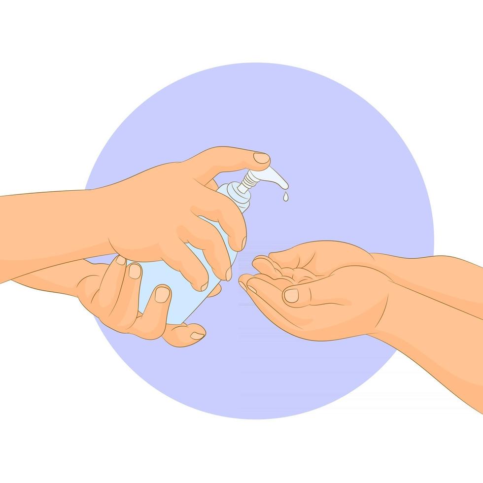 using alcohol gel clean wash hand sanitizer vector