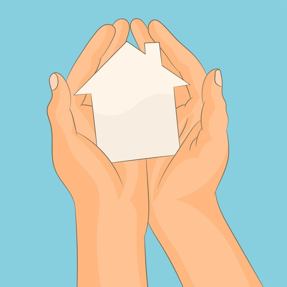 Hands holding a paper house vector