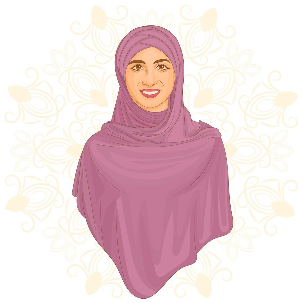 hermosa mujer con hijab moderno para mujer musulmana vector