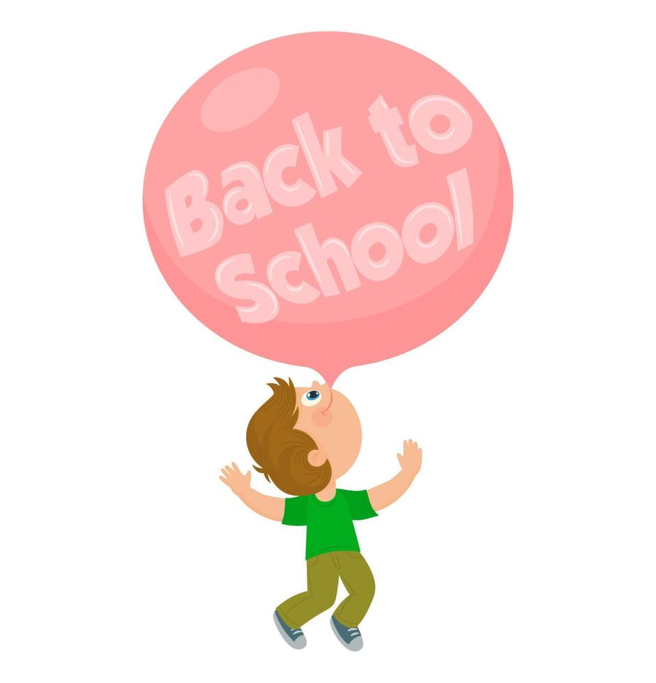 A boy blowing a huge bubble gum vector