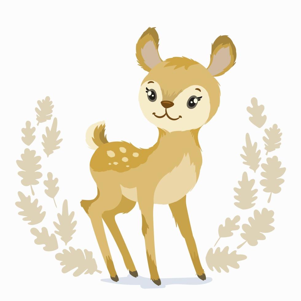 Cute baby deer among autumn  leaves vector