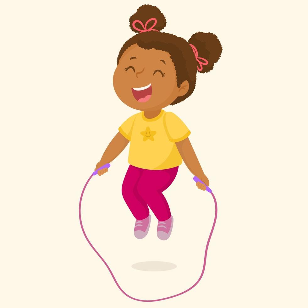 Little girl playing jump with rope vector