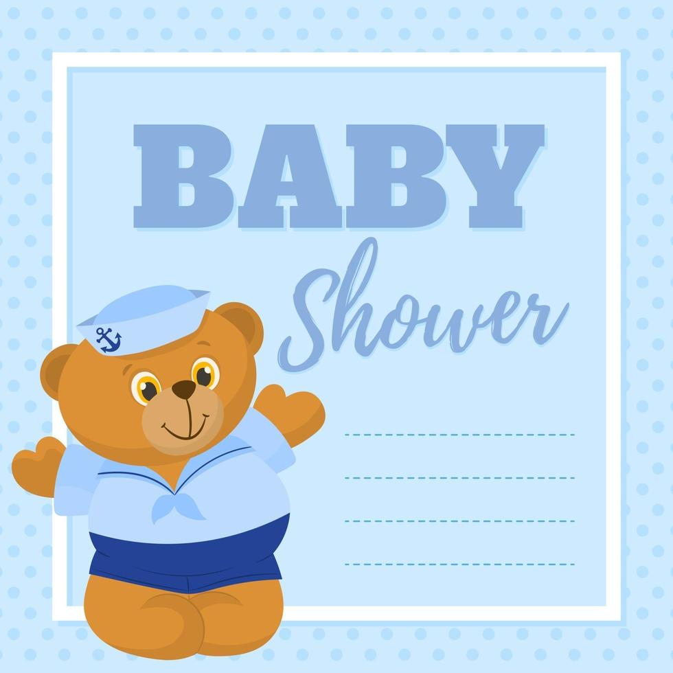 Greeting card with teddy bear dressed as a sailor vector