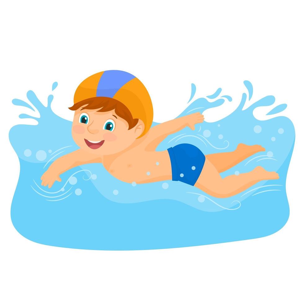 small swimmer boy in pool vector