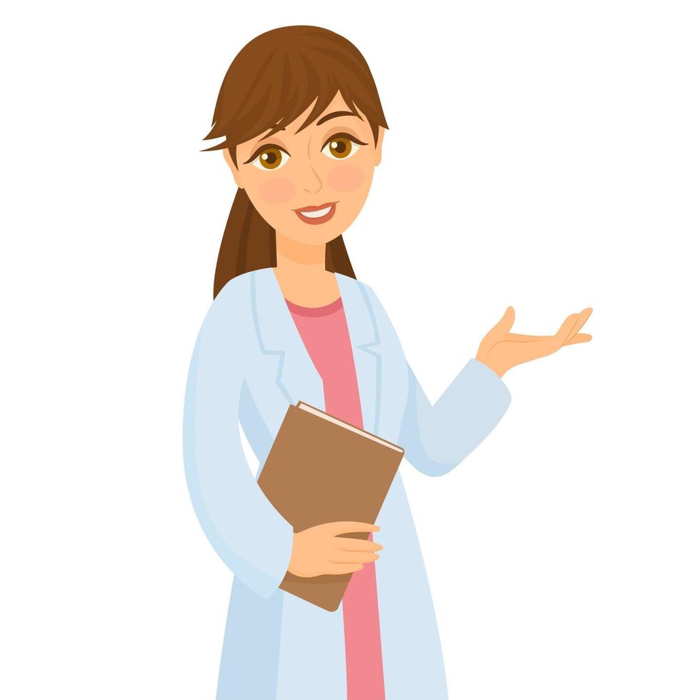 Female doctor with folder in hands vector