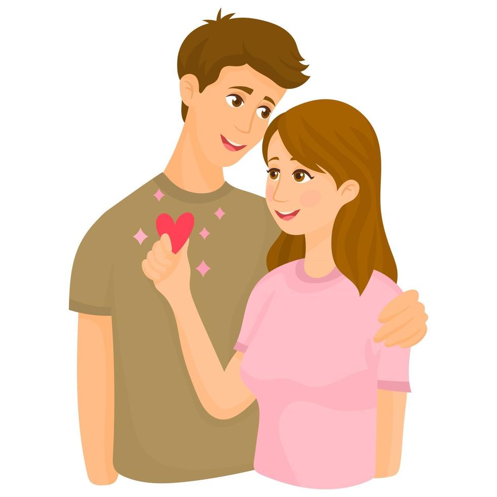 Girl holding a heart, couple in love vector