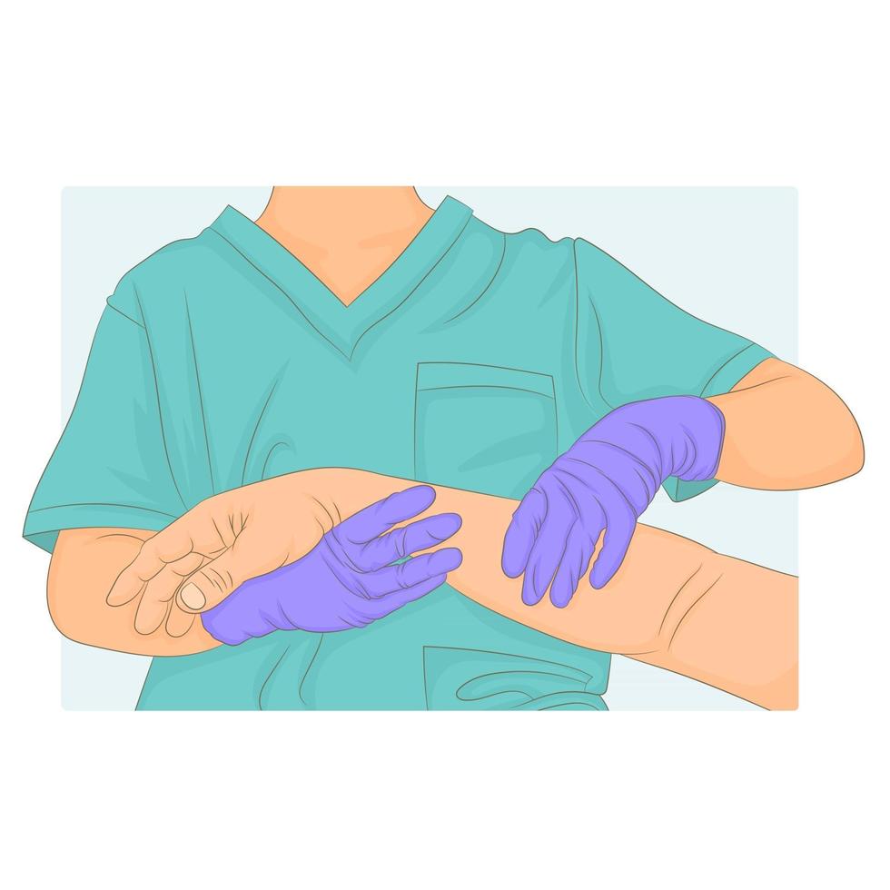 sosteniendo la mano del paciente para el cuidado de la salud vector