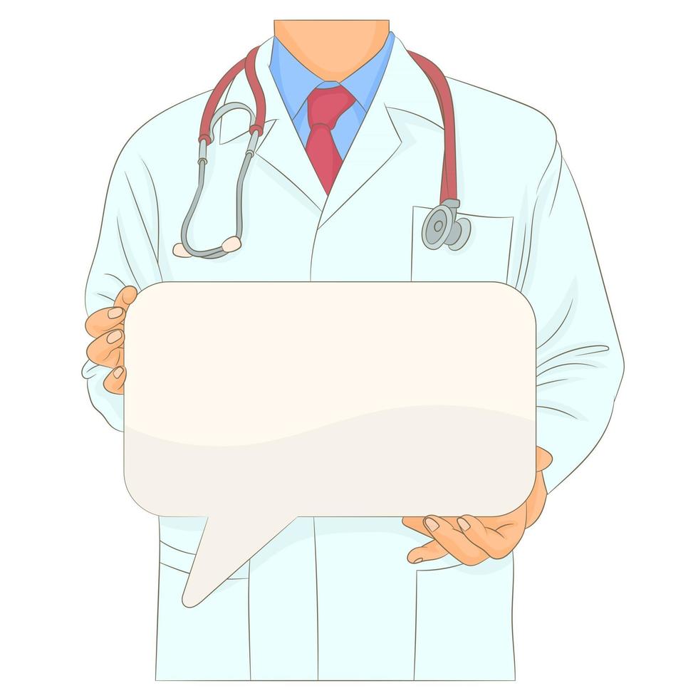 Doctor holding blank white banner vector