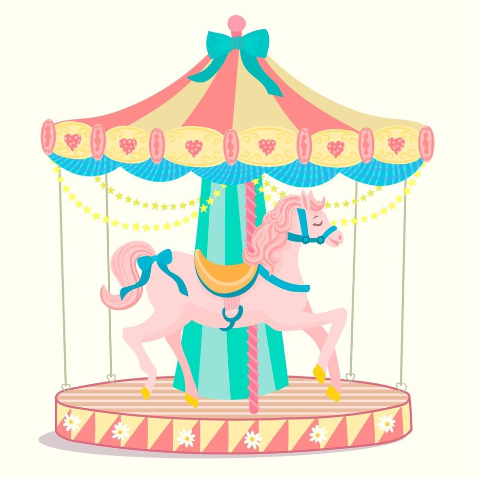 caballo tiovivo carrusel de carnaval aislado vector