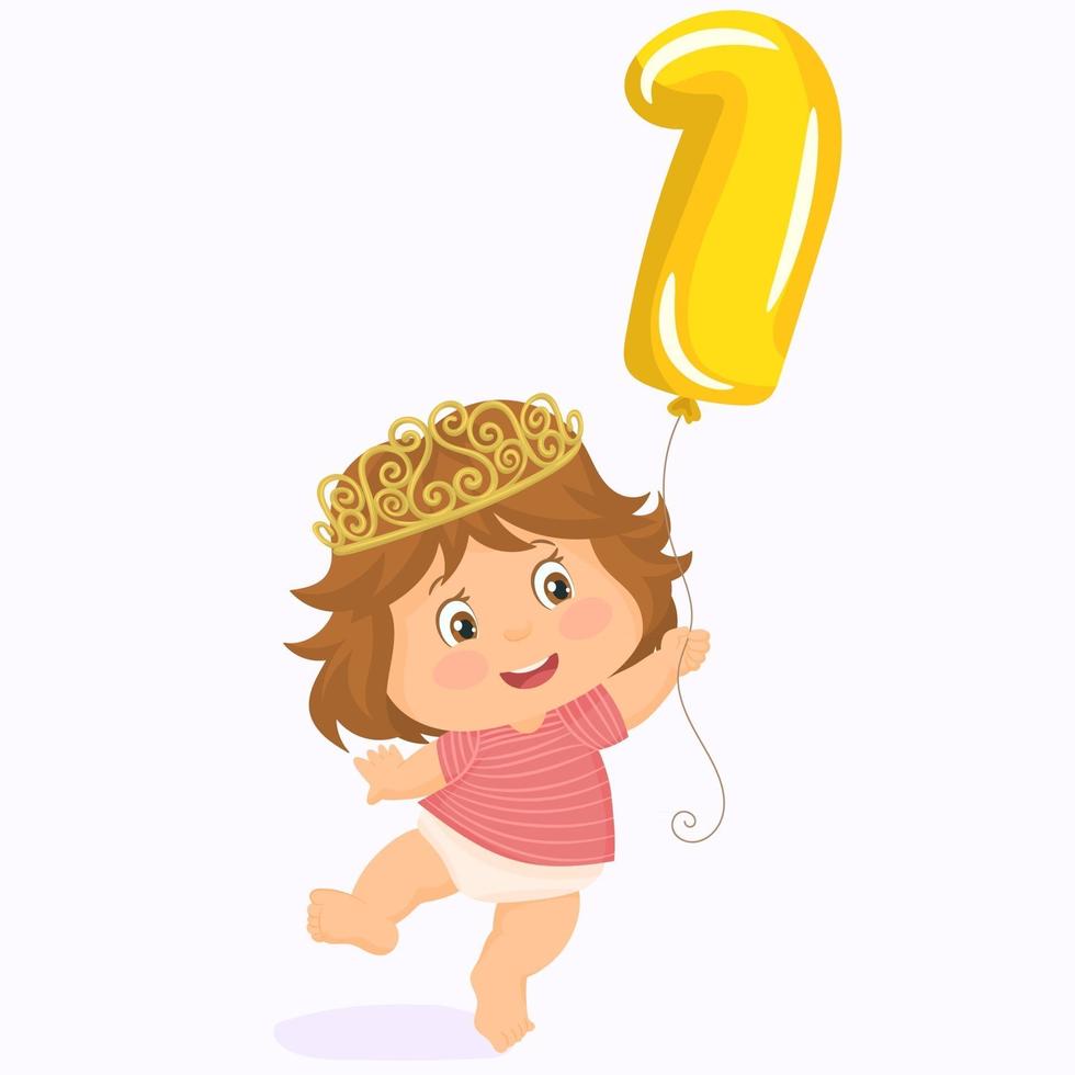 Little princess celebrating her first year of life vector