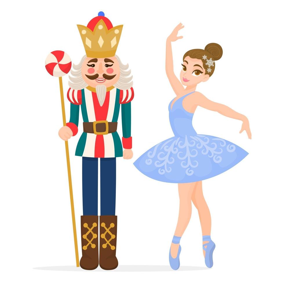 Beautiful nutcracker ballet characters. Christmas traditional ballet. vector