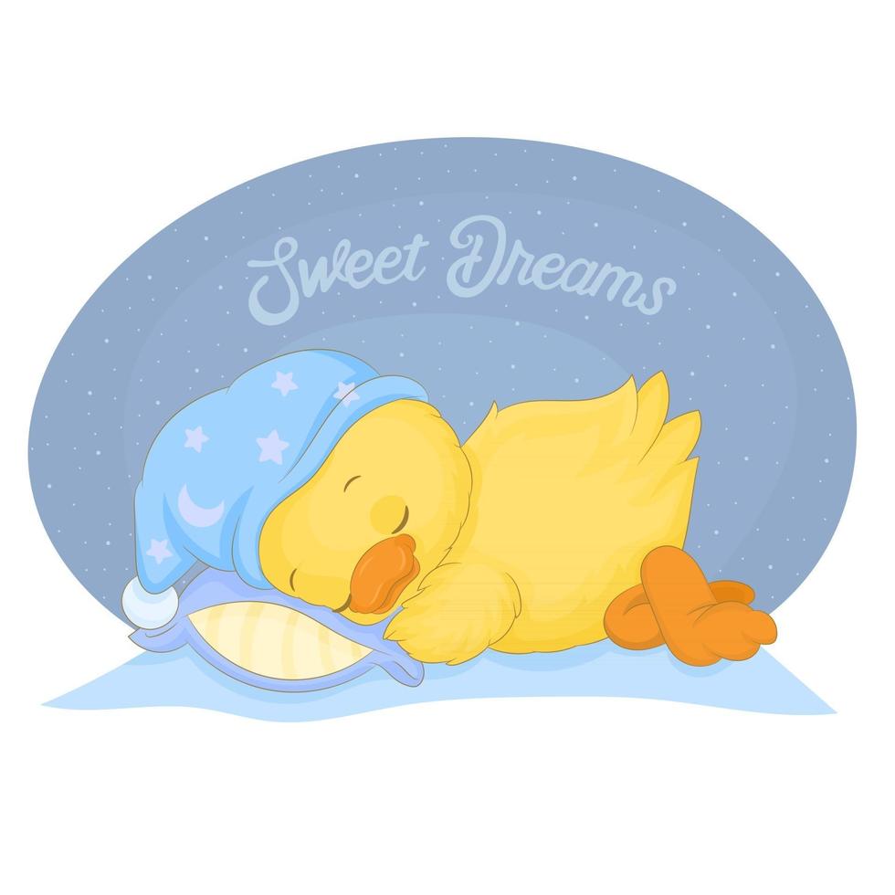 baby duck, cute duckling sleeping vector