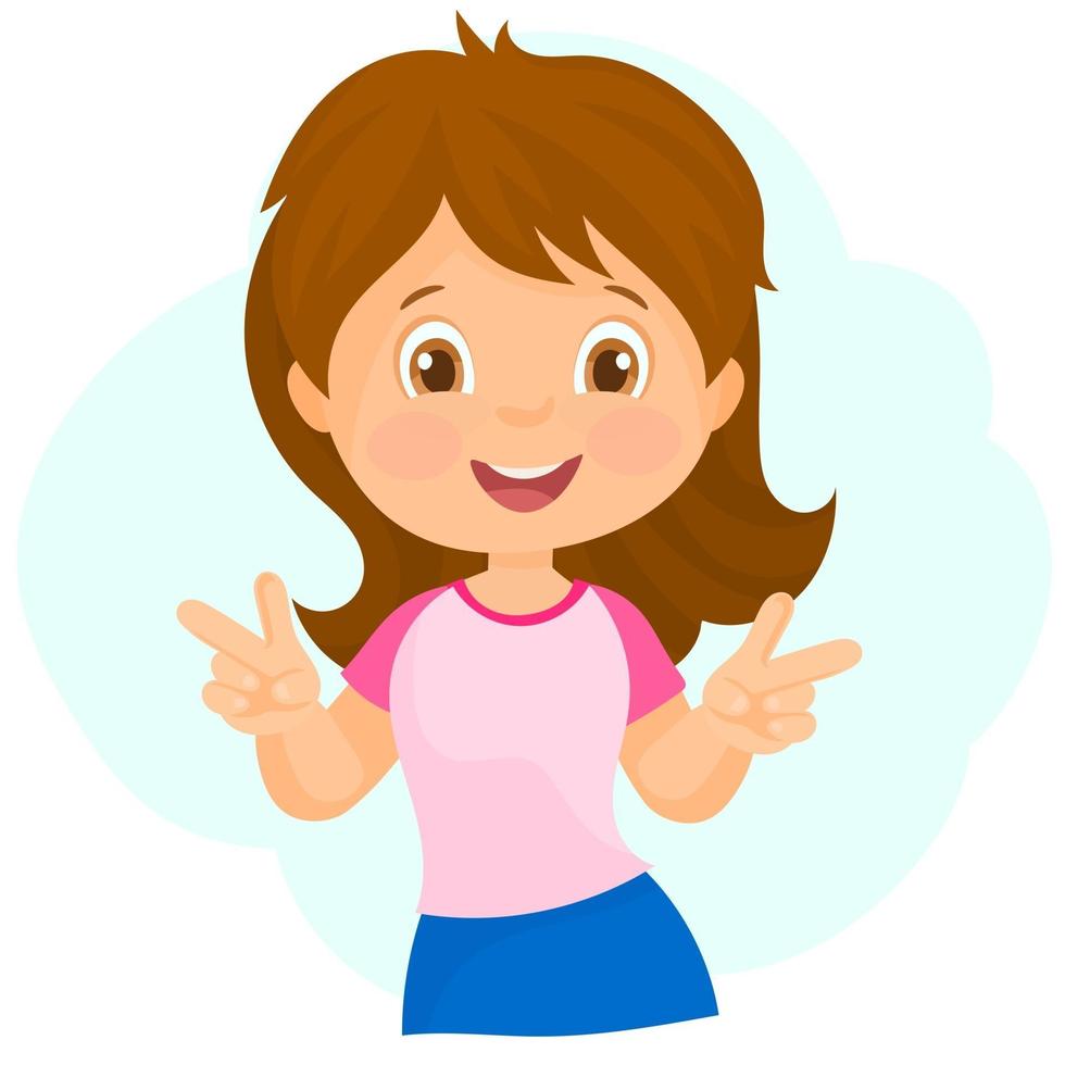 girl showing Thumbs up sign of victory vector